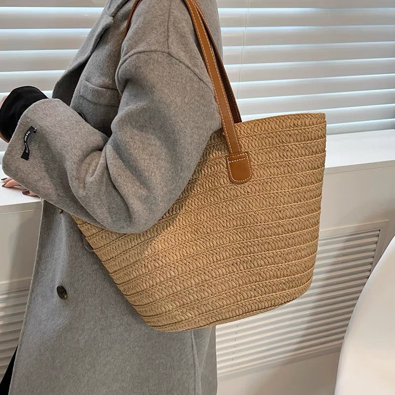 Stylish basket bag with leather handles Kalsten
