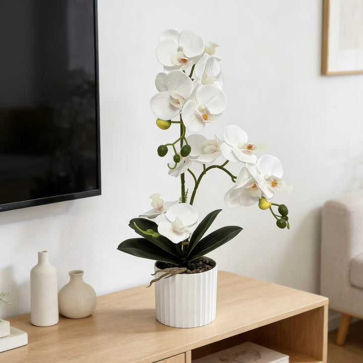 Lifelike Artificial Orchid Plant Arrangement for Home Decor