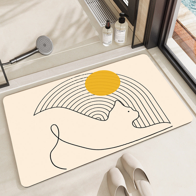 Artistic Cat-Themed Bath Mat Kalsten