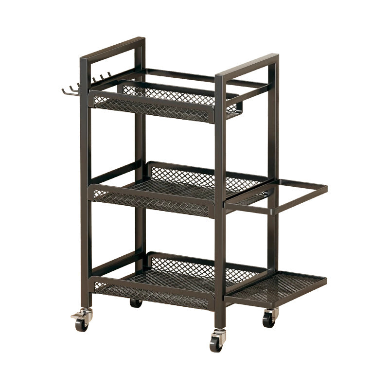Rolling Three-Tier Metal Mesh Fitness Gear Organizer Cart with Locking Swivel Casters