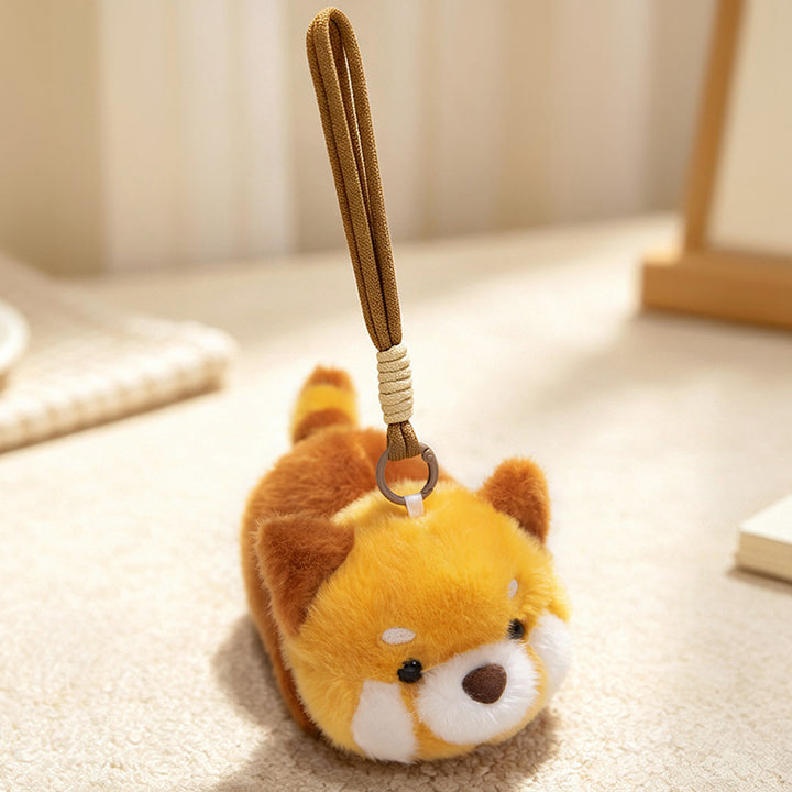 Plush Fox Bag Charm Keychain with Wrist Loop and Soft Faux-Fur Kalsten