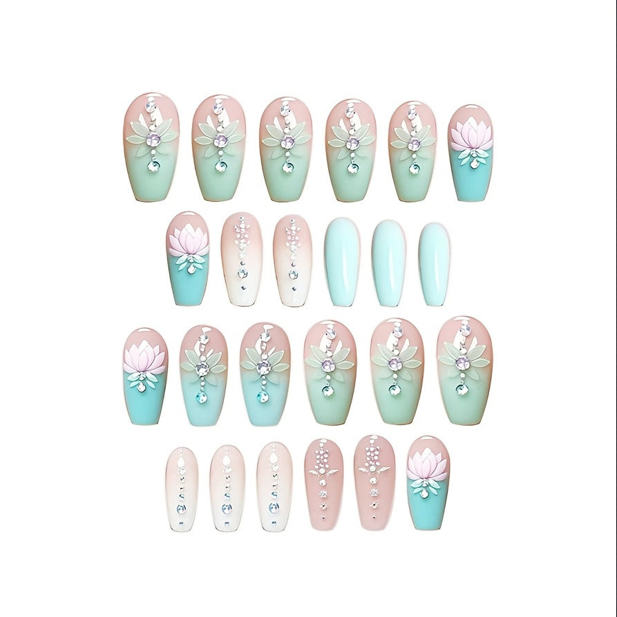 Floral and Gemstone Nail Art Extensions Kalsten