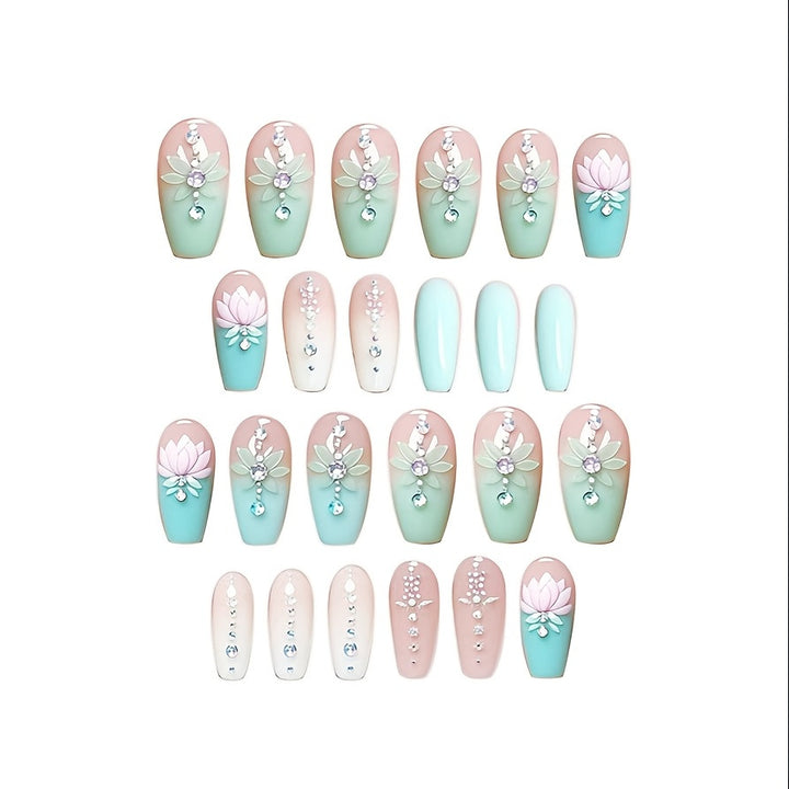 Floral and Gemstone Nail Art Extensions Kalsten