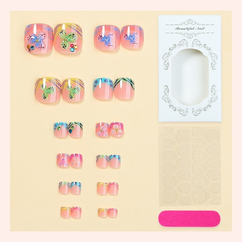 Artificial nail set with colorful butterfly and flower designs Kalsten