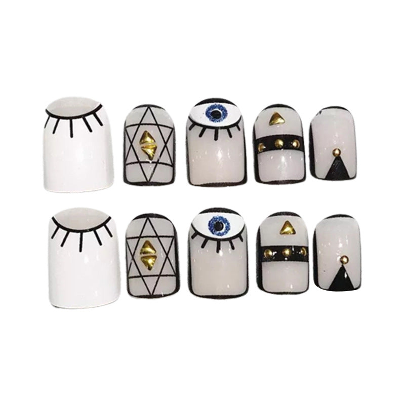 Artistic Press-On Nail Set with Eye Motif