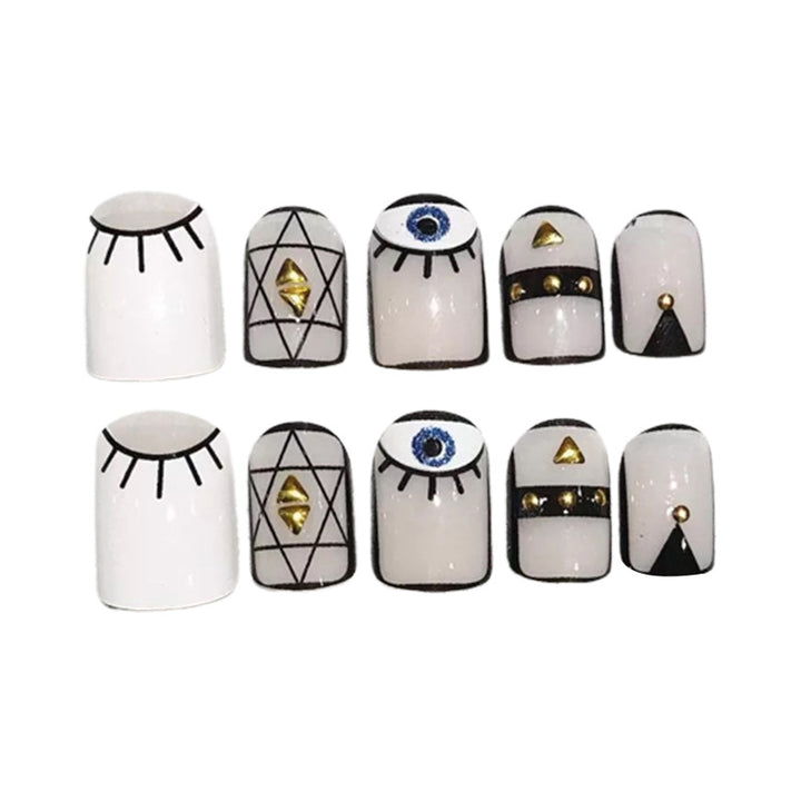 Artistic Press-On Nail Set with Eye Motif