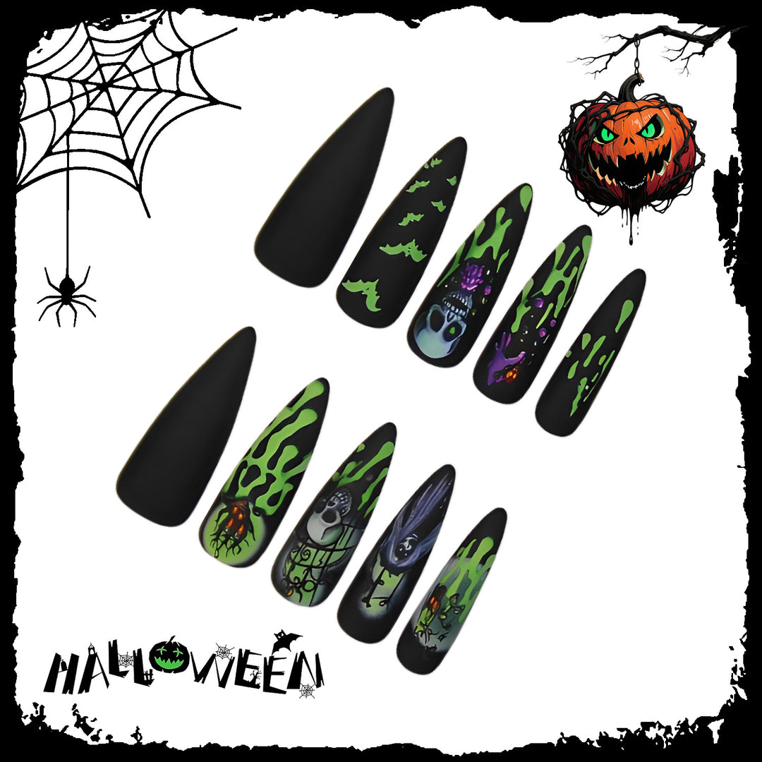 Artificial Halloween art nails with creative ghost and spider designs Kalsten