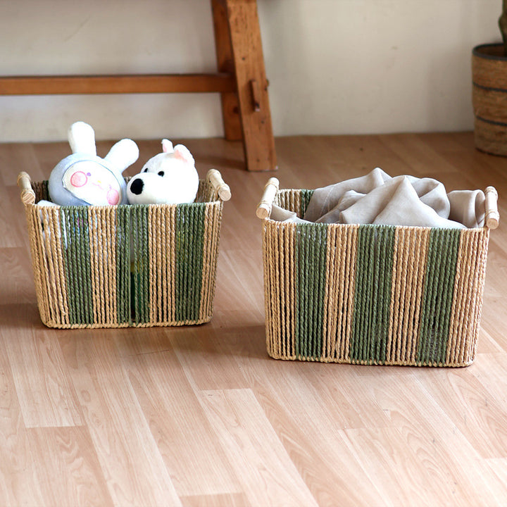 Handcrafted storage basket with natural fiber Kalsten