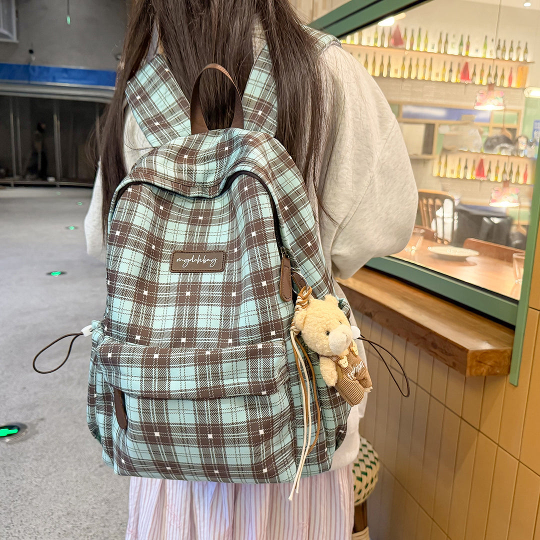 Trendy Plaid Pattern Backpack Kalsten