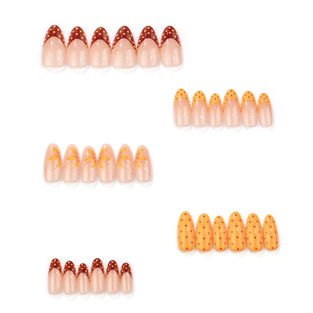Artistic Autumn-Themed Press-On Nails