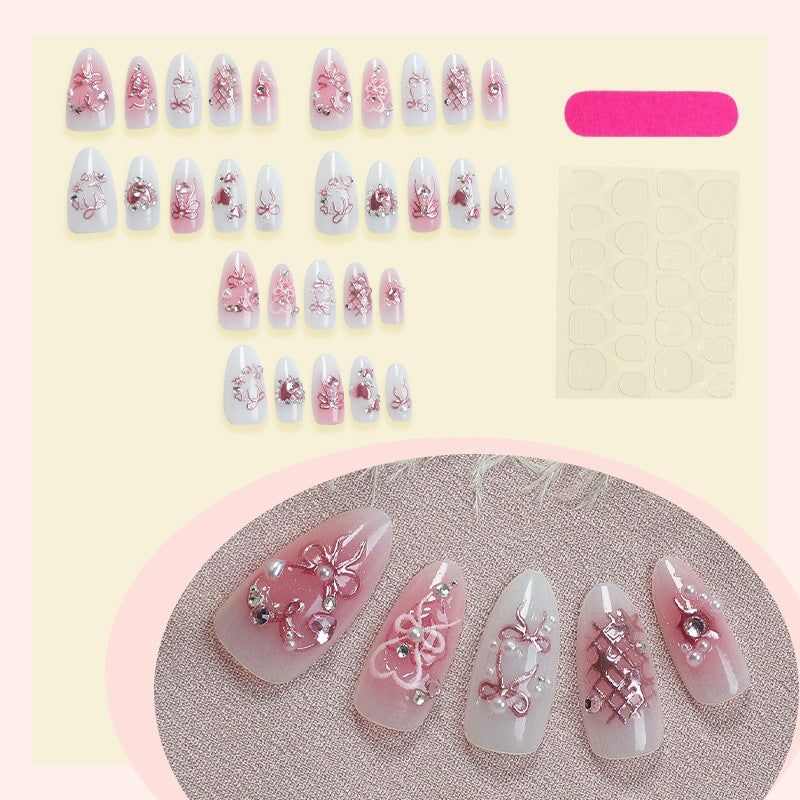 Elegant artificial nail set with floral and glitter details Kalsten