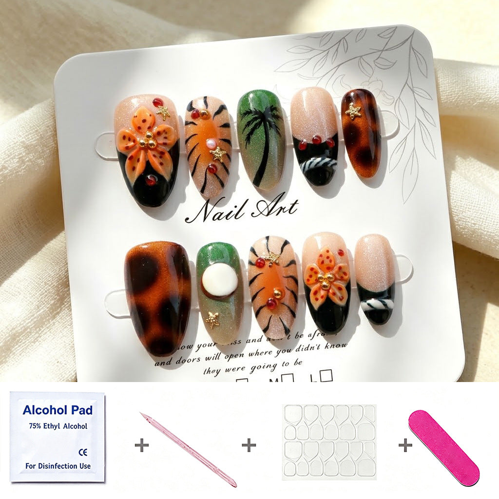 Tropical-Inspired Artisanal Press-On Nail Set
