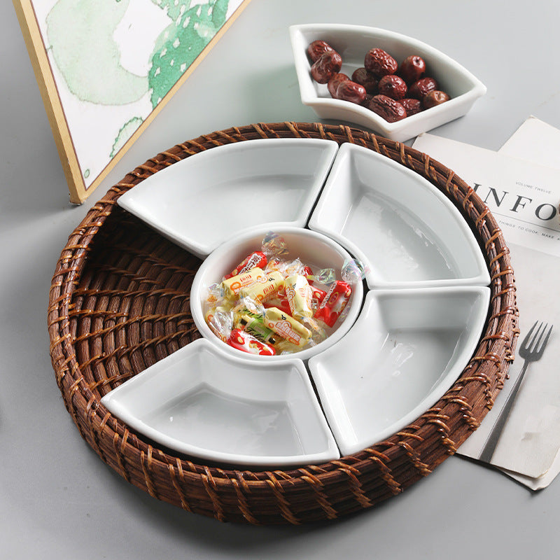 Unisex Serving Platter with Integrated Dip Bowl Set Kalsten