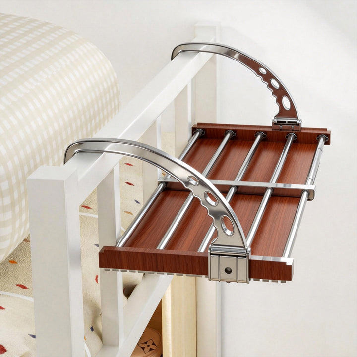 Expandable Over-Rail Telescopic Clothes Drying Rack with Multiple Stainless Steel Rods