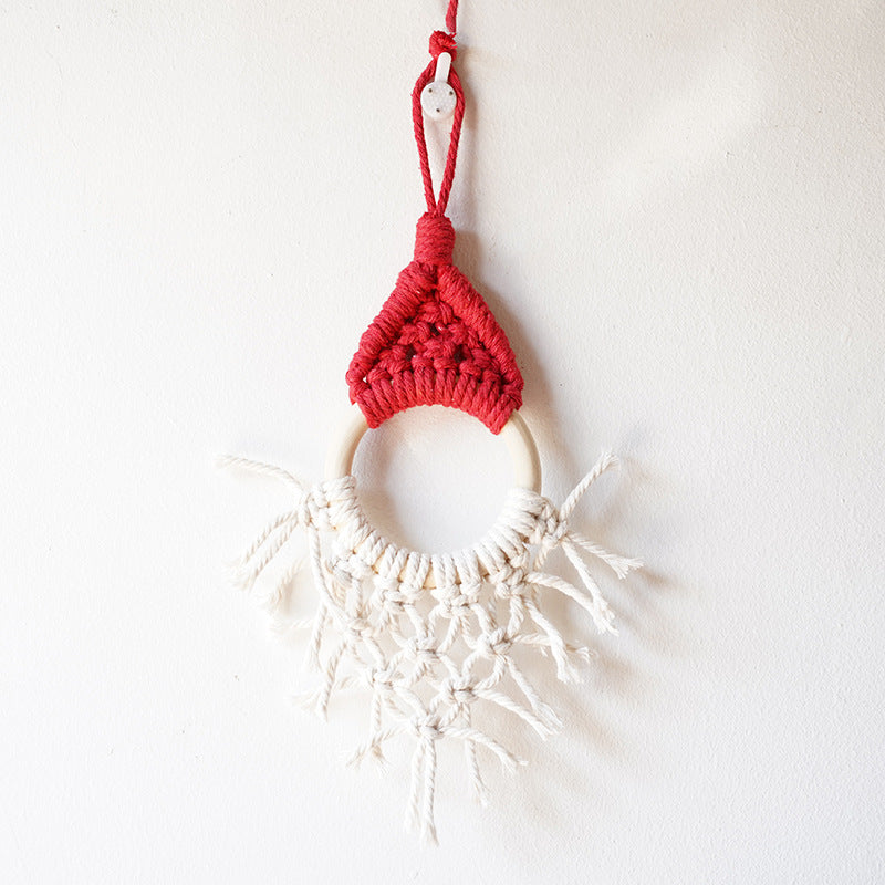 Macramé Decorative Wall Hanging with Circular Wooden Ring Kalsten