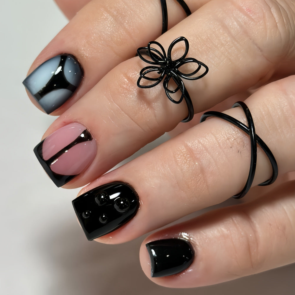Artificial Nail Set with Elegant Geometric Designs Kalsten