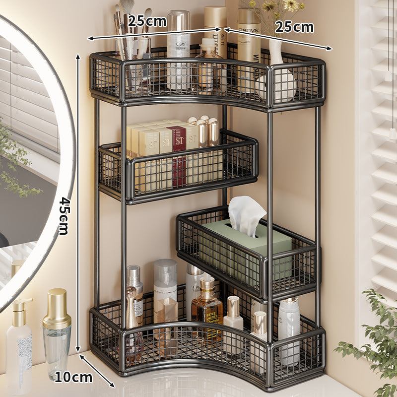 Three Tier Corner Mesh Metal Bathroom Shelf Organizer