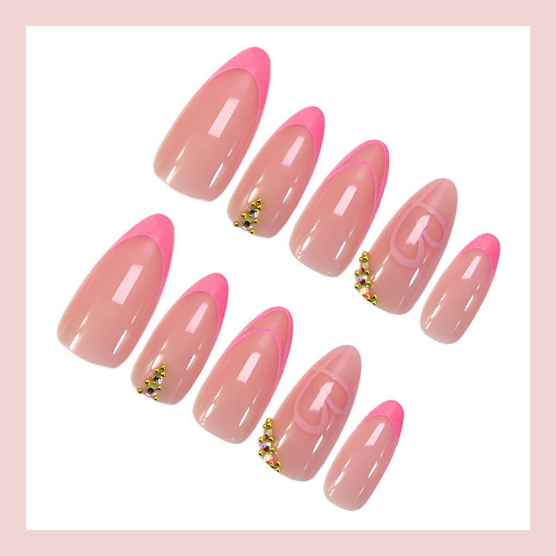 Artificial nail set with elegant heart and glitter decoration Kalsten