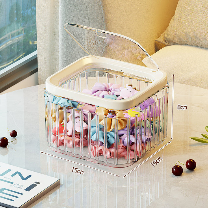 Clear Acrylic Square Countertop Storage Box with Hinged Flip Lid