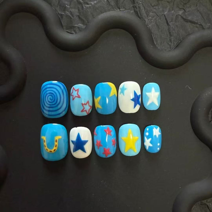 Artistic Cat-Themed Press-On Nail Art Set Kalsten