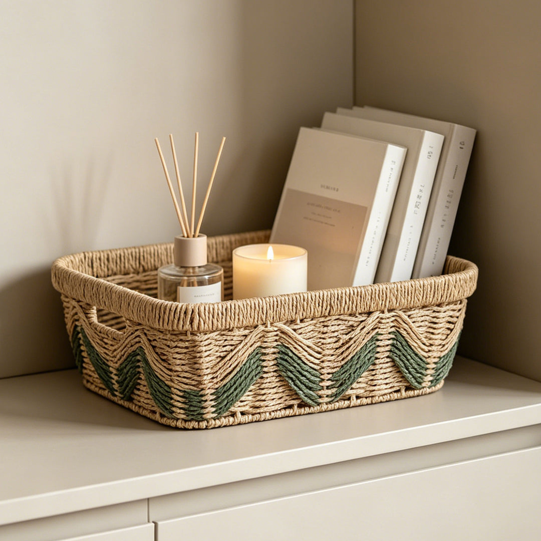 Decorative storage basket with handles Kalsten