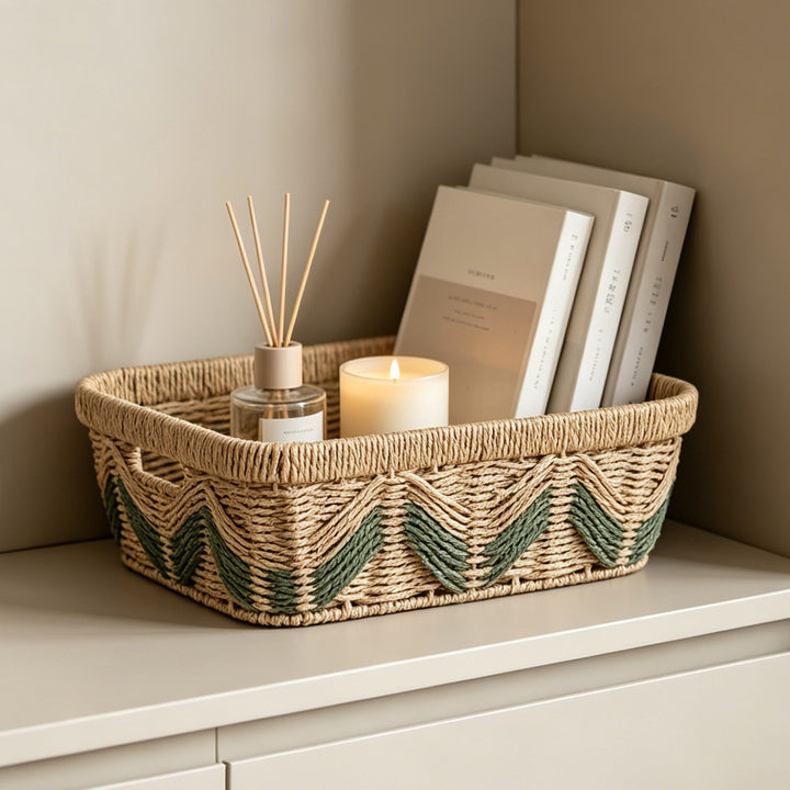 Decorative storage basket with handles Kalsten