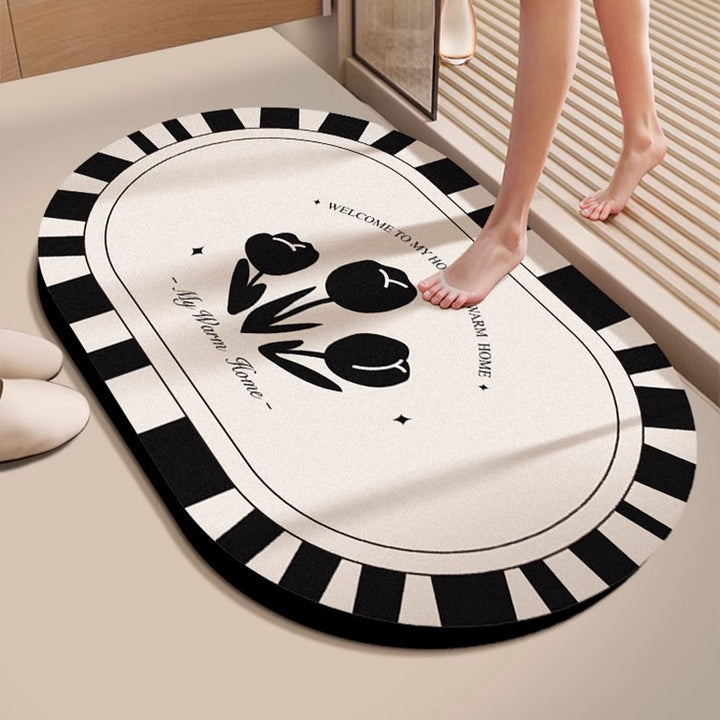 Decorative Floral Embossed Bath Mat