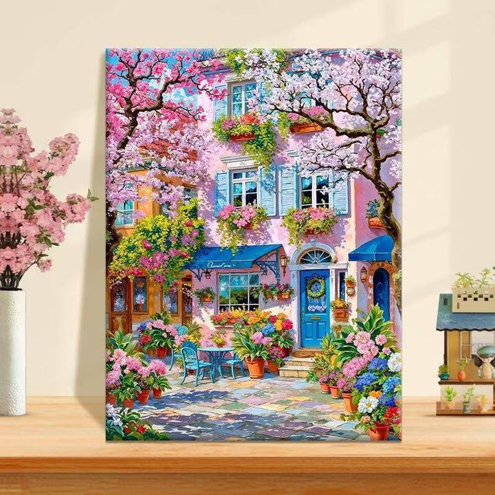 Vibrant Floral Cafe Landscape Canvas Art Kalsten