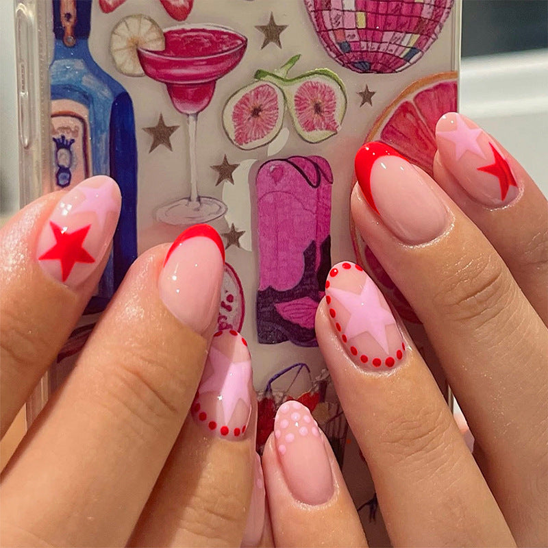 Artificial nail set with creative star designs and glossy finish Kalsten