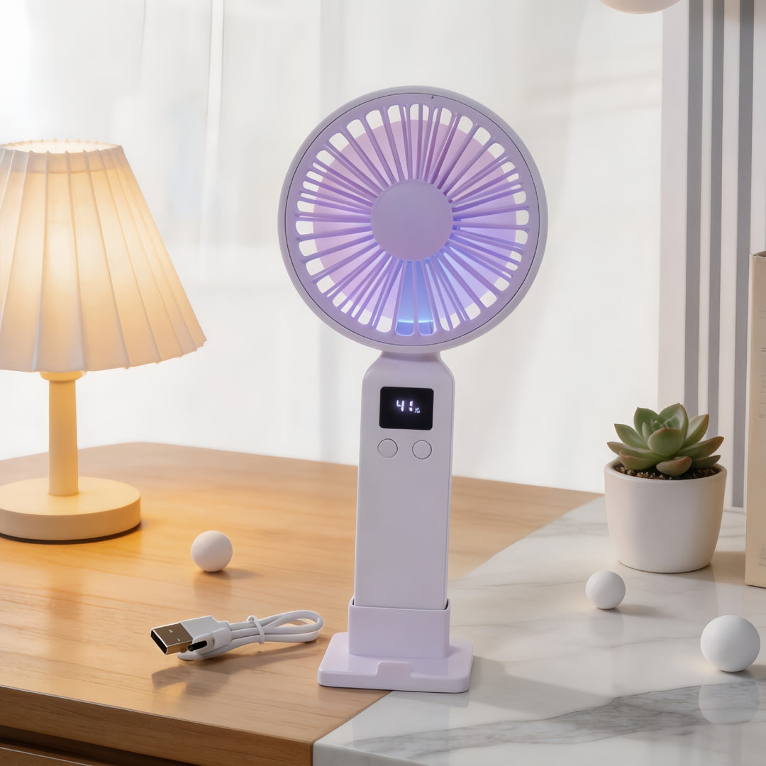 Ladies portable mini hand fan with LCD display and USB connection Kalsten