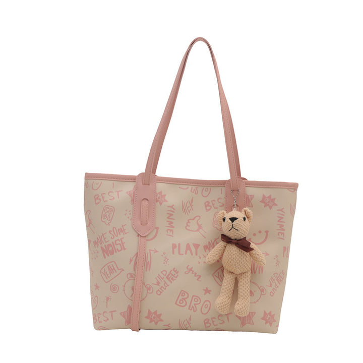 Playful Graphic Print Tote Bag