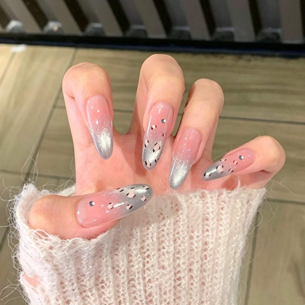 Premium Ombre Stiletto Press-On Nails with Floral Design Kalsten