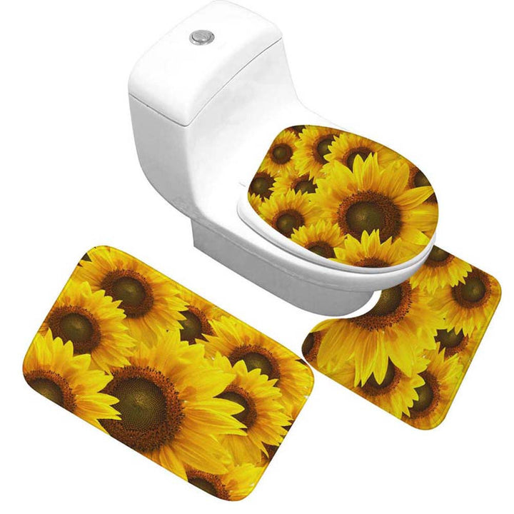 Floral Design Toilet Mat Set