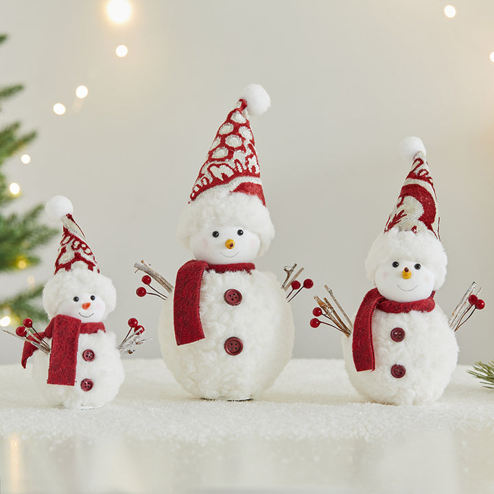 Whimsical Plush Snowman Figurine