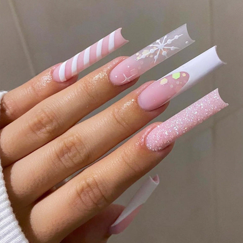 Elegant Stiletto Press-On Nail Art with Rhinestone Accents Kalsten