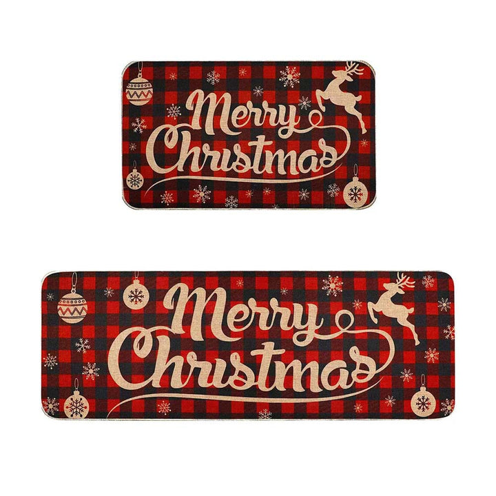 Festive Christmas-Themed Kitchen Mat Set