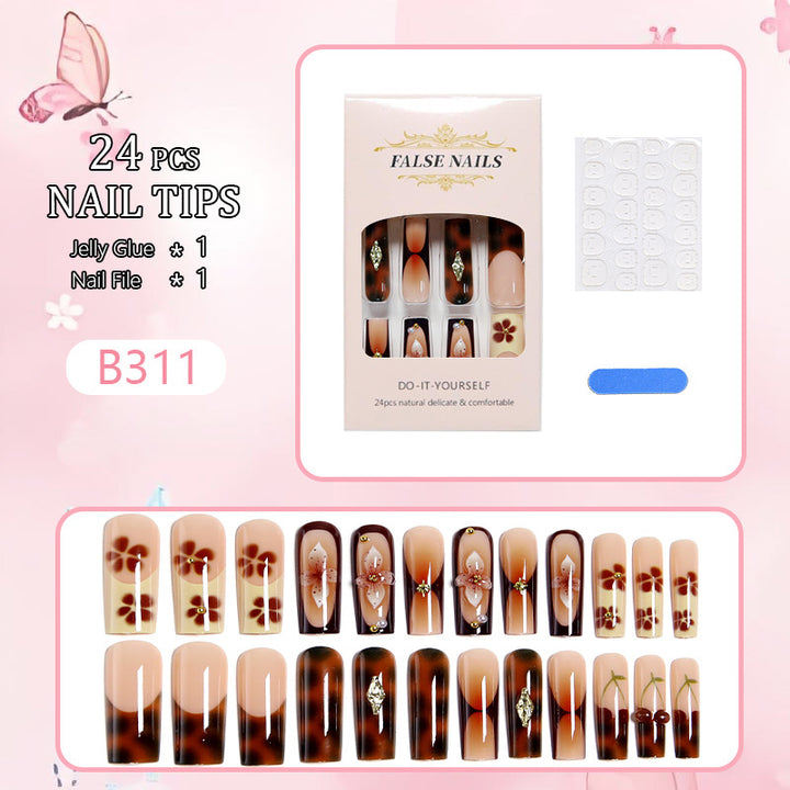 Artificial nails with creative 3D flower design and glitter accents Kalsten