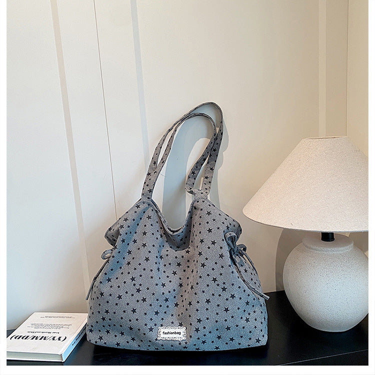 Casual Star-Patterned Tote Bag