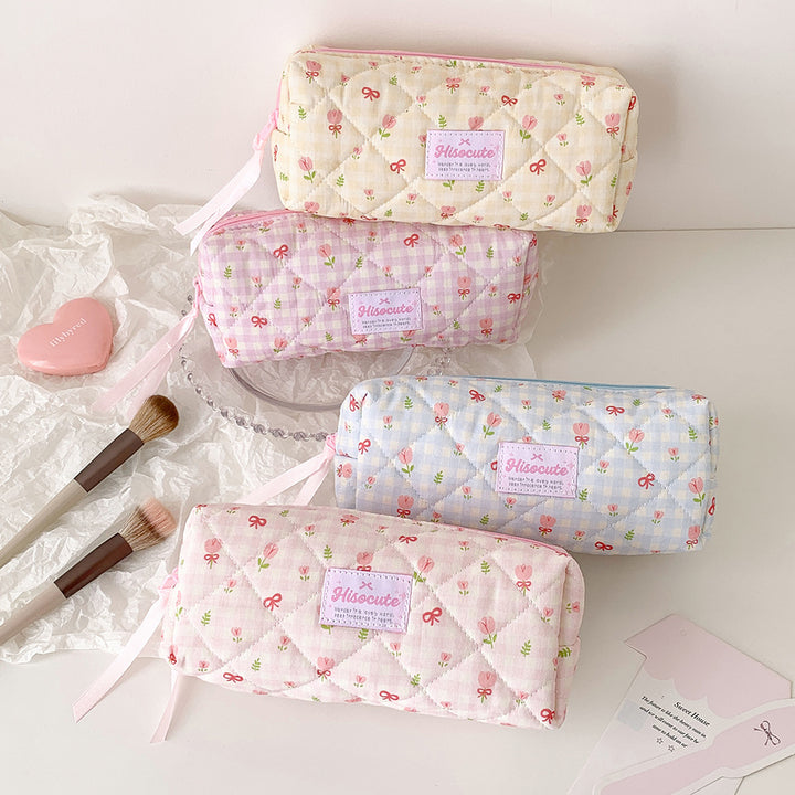 Quilted Floral Pattern Pencil Case
