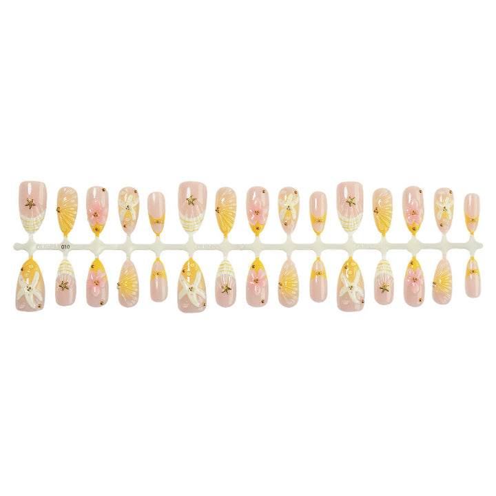 Artistic Press-On Nail Set with Floral and Decorative Designs kalsten