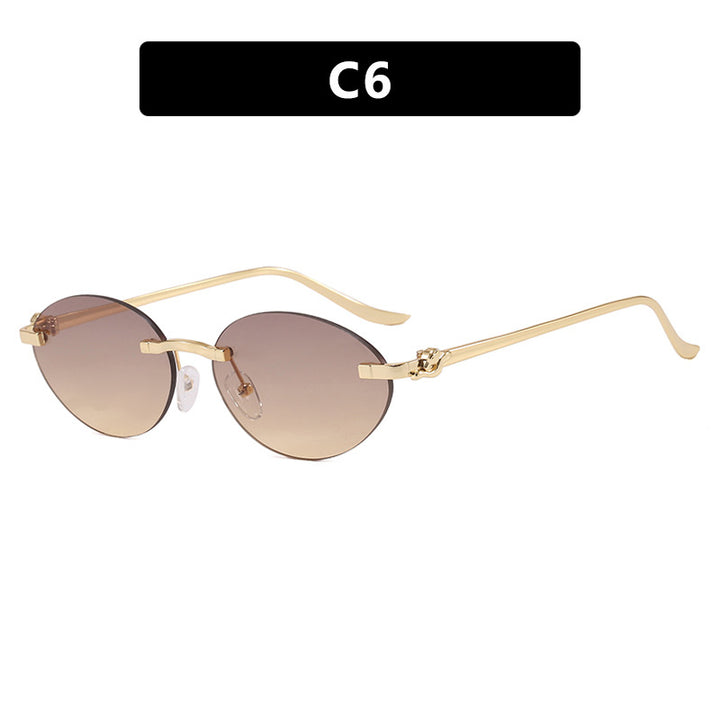 Women's elegant oval sunglasses with golden accents Kalsten