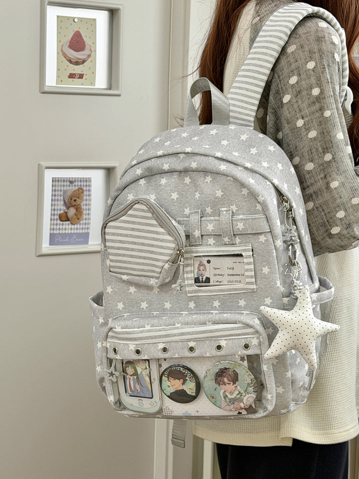 Stylish Multi-Pocket Clear Panel Backpack Kalsten