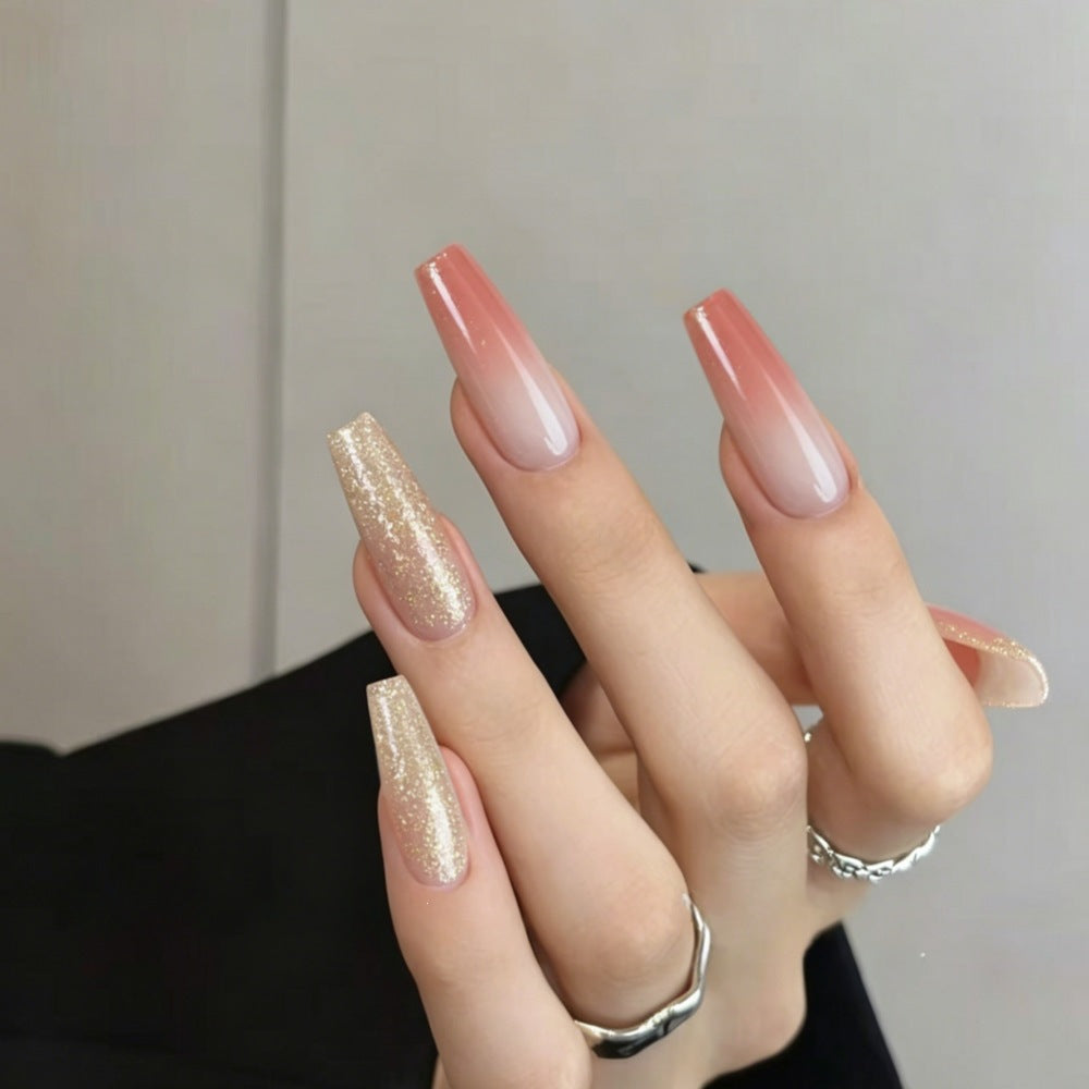 Glamorous artificial nails in modern glitter gradient design Kalsten