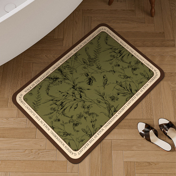 Oval Botanical Floor Mat for Home Decor