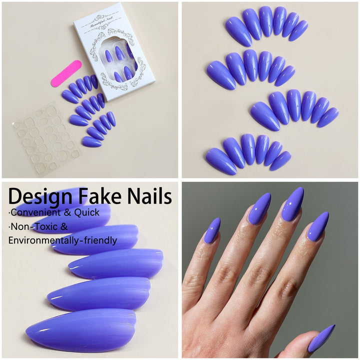 Artificial nail set with elegant stiletto tips and matte finish Kalsten