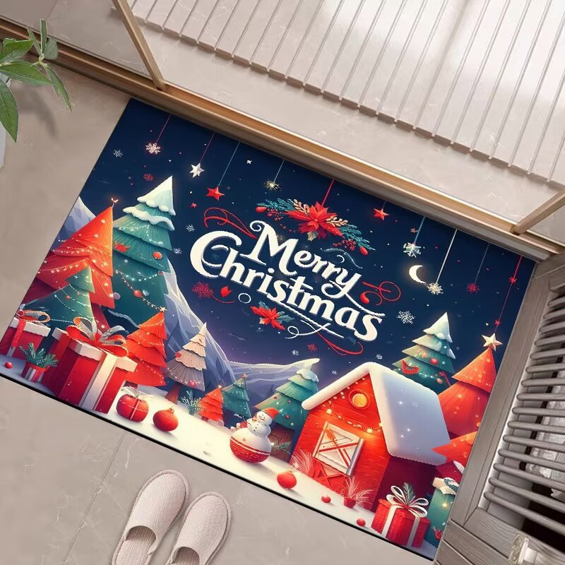 Festive Holiday Scene Entrance Mat