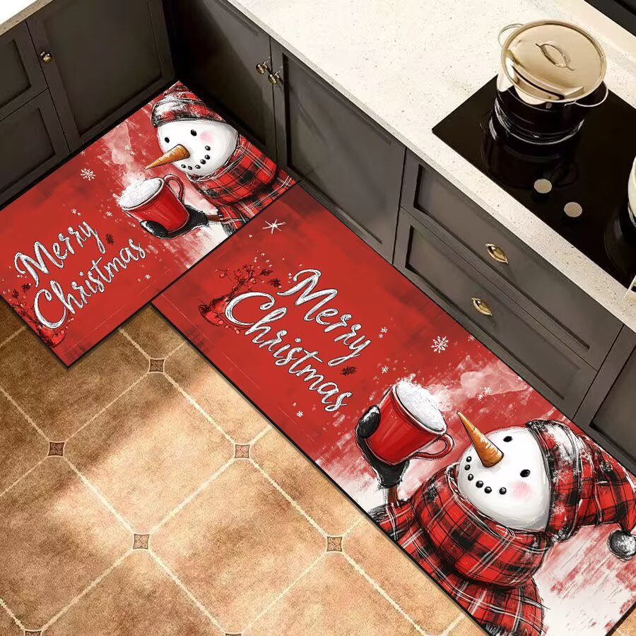 Christmas-Themed Kitchen Runner Mat for Home