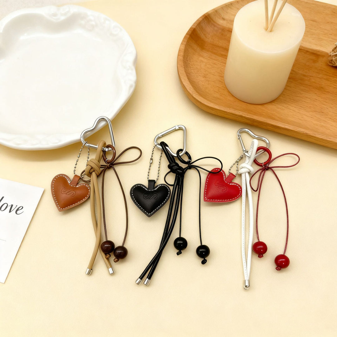 Heart-Shaped Leather Charm Keychain Kalsten