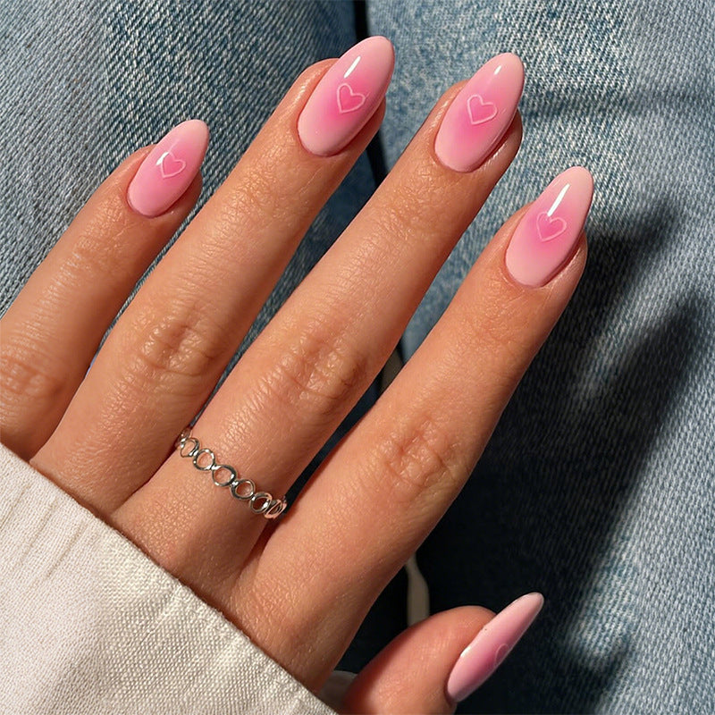 Heart-Patterned Press-On Nail Art Set