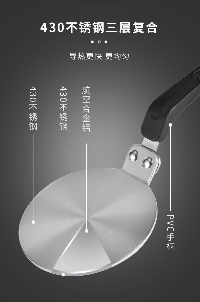 Stainless steel flat griddle pan with heat-diffuser handle Kalsten